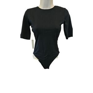 NWT Short-Sleeve Crew Neck Bodysuit everlane sz small black snap close casual